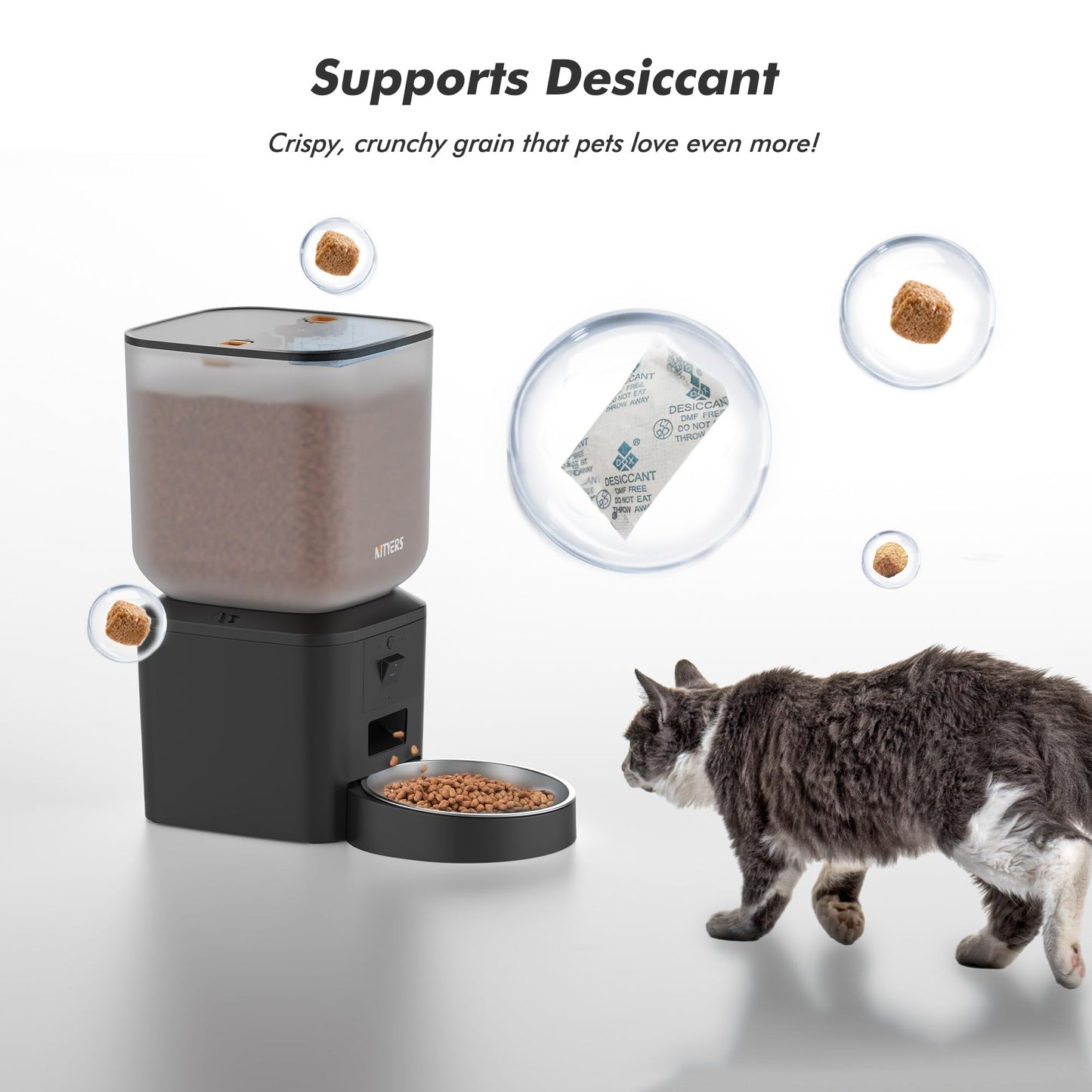 Automatic Dog & Cat Feeder with Camera & WiFi – 8L/34 Cups, 1080P Night Vision, 2.4 & 5G WiFi, 2-Way Talk, 10s Voice Recording, Timed Food Dispenser, Up to 99 Portions, 15 Meals Per Day