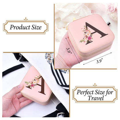 Easter Basket Stuffers for Teens Essentials, Valentines Day Christmas Stocking Stuffers for Women Teen Girl Gifts Trendy Stuff Travel Jewelry Box Case Organizer Personalized Birthday Gifts, Initial A