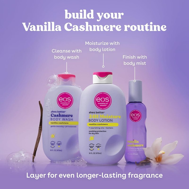 EOS Body Wash - Vanilla Moisturizing Gel with Shea Butter & Vitamin E | 16 Fl Oz for Sensitive Skin