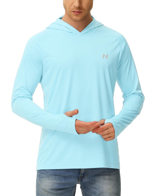 isnowood Sun Shirt UPF 50+ Men's Fishing Shirt Long Sleeve UV Protection Hoodie Rash Guard for Swimming Running Hiking