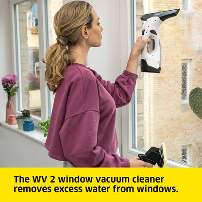 Kärcher Window Vac WV 2 Plus, Battery Running Time: 35 min, LED Display for Battery Status, Suction Nozzle: 280 mm, Spray Bottle with Microfibre Cloth, 20 ml Window Cleaner Concentrate