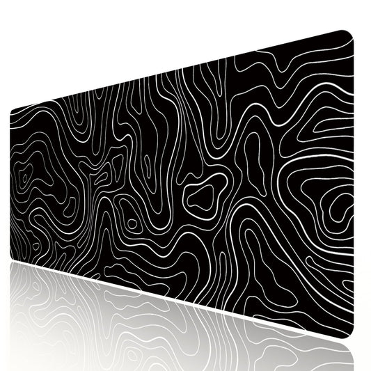 HGWALP Large Gaming TOPO Keyboard Mouse Pad Black Topographic Mouse Pad with Anti-Slip Rubber Base, Extended XXL Long Gaming Mousepad Big Mouse Pads for Desk,31.5 X 11.8 Inch