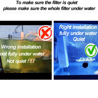 Quiet Fish Tank Filter 4-in-1 Internal Aquarium Filter,500L/H Submersible Water Pump Oxygen Aeration Wave Maker Water Change for Betta, Turtle, Pond Fish, Garden (6W 500L/H)