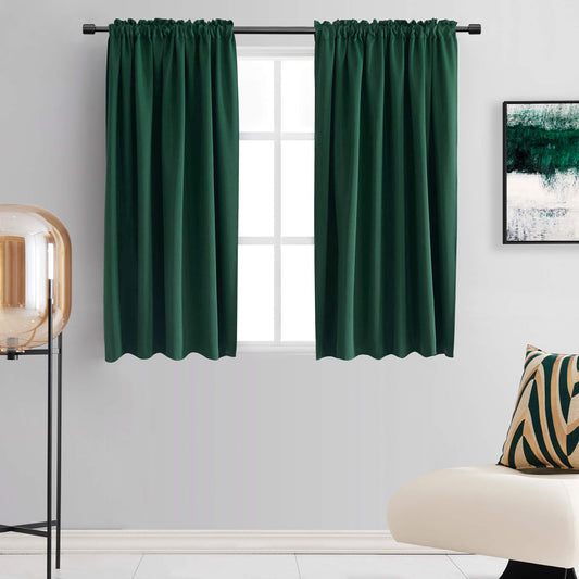 DONREN Hunter Green Blackout Thermal Insulating Window Curtain Panels for Bedroom with Rod Pocket (42 x 54 Inches Long,2 Panels)