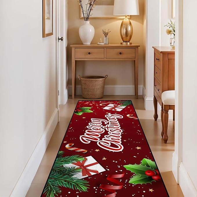 Christmas Xmas Decorative Area Rug, Non-Slip Indoor Throw Washable Rug, 79" X 39"