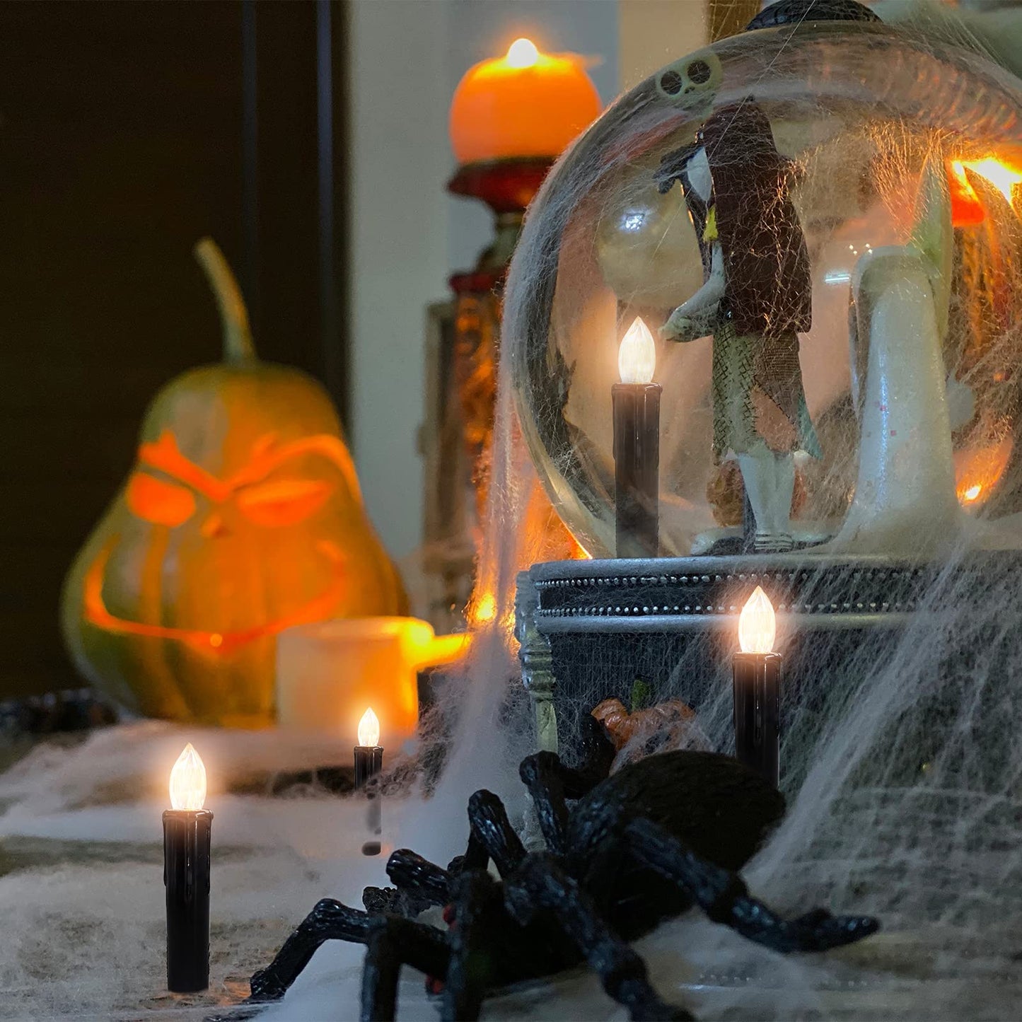 Gedengni LED Candlesticks Short Taper Candle, 4inches Battery Operated Chandelier Halloween Black Flameless Candles Mini Remote Candle Sticks for Harry Potter Party Home Decor,10pcs-BL