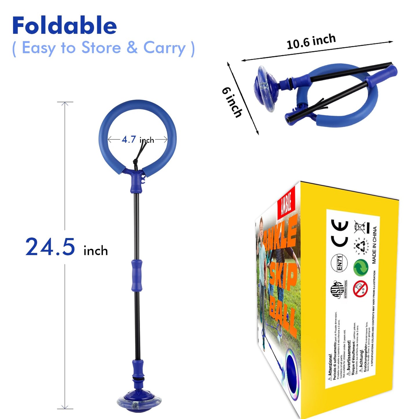 Amble Skip Ball for Kids - Ankle Skip Toy - Birthday Gift for Girls and Boys - Outdoor Indoor Toys for 5 6 7 8 9 10 Years Old Kids & Adults