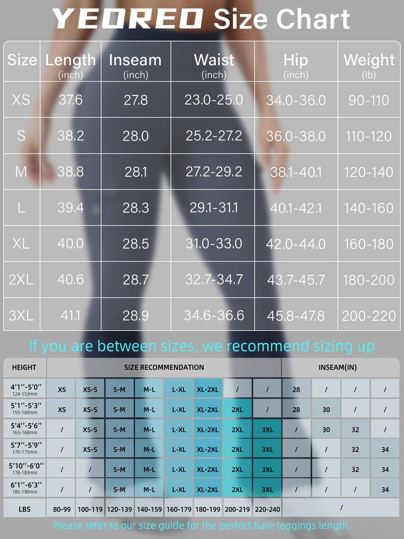 YEOREO CoreFlex Women Workout Flare Leggings with Pockets Scrunch Cargo Gym Yoga Leggings Blue Navy S