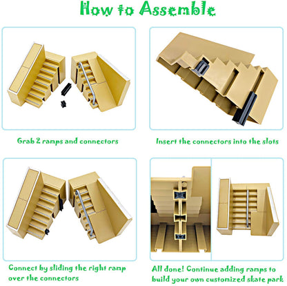 STASHABLES Finger Skateboard Ramp Set – Finger Skatepark Kit 16 Pieces – Skate Park Kit Including mini Skateboards, Ramps, Scooters, Skates, Bikes and Caster Boards – Fingerboard Skate Set