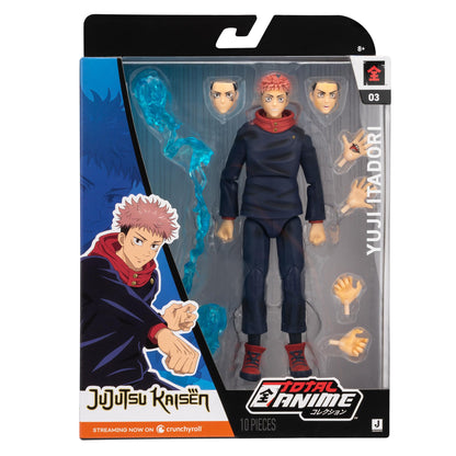 Total Anime Jujutsu Kaisen Yuji Itadori - 6.5-Inch Figure with Swappable Faceplates, Alternate Hands, and Energy Effects