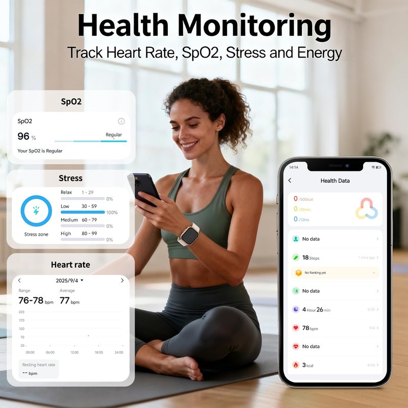 Motivaris Fitness Tracker Watch for Women Men, Bluetooth Calling, 1.83" HD Display, 100 Sports Modes, Heart Rate & Sleep Tracking, IP68 Waterproof, Compatible with Android & iOS (Pink)