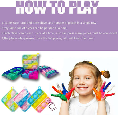 12 pcs Random Color Mini Squeeze Pop Bubble Fidget Sensory Toys, Mini Keychain Wrap Small Relieve Anxiety Stress Toy, Pop Bulk Silicone Classroom Prize for Kids Adult Party Gift