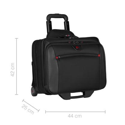 WENGER Potomac 2-TLG Laptop Trolley for up to a 17” Notebook, removable 15” Laptop Bag, 23 l, Women Men, Office Business Travel, Black, 600661