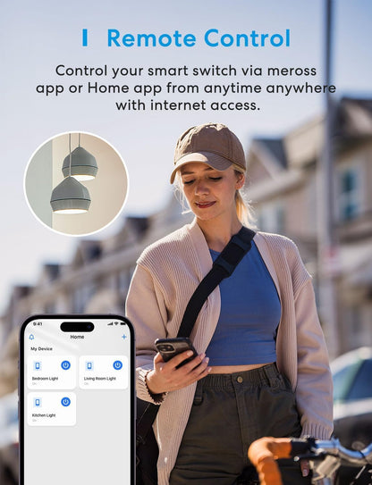 meross 4 Pack 3 Way Smart Switch Smart Light Switch Supports Apple HomeKit, Siri, Alexa, Google Assistant & SmartThings, Wall Switch Neutral Wire Required, Remote Control Timer