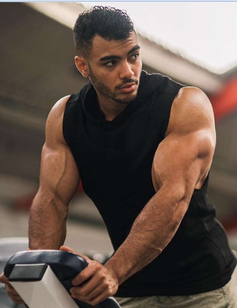 COOFANDY Men's Workout Hooded Tank Tops Bodybuilding Muscle Cut Off T Shirt Sleeveless Gym Hoodies Black