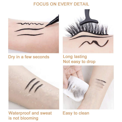 ICORIC Liquid Eyeliner Pen Waterproof, Magic Self-adhesive Long-Lasting Eyelash Glue Pen, Non Magnetic, No Blooming Quick Drying Magnetic Eye Liner Black Pack of 2