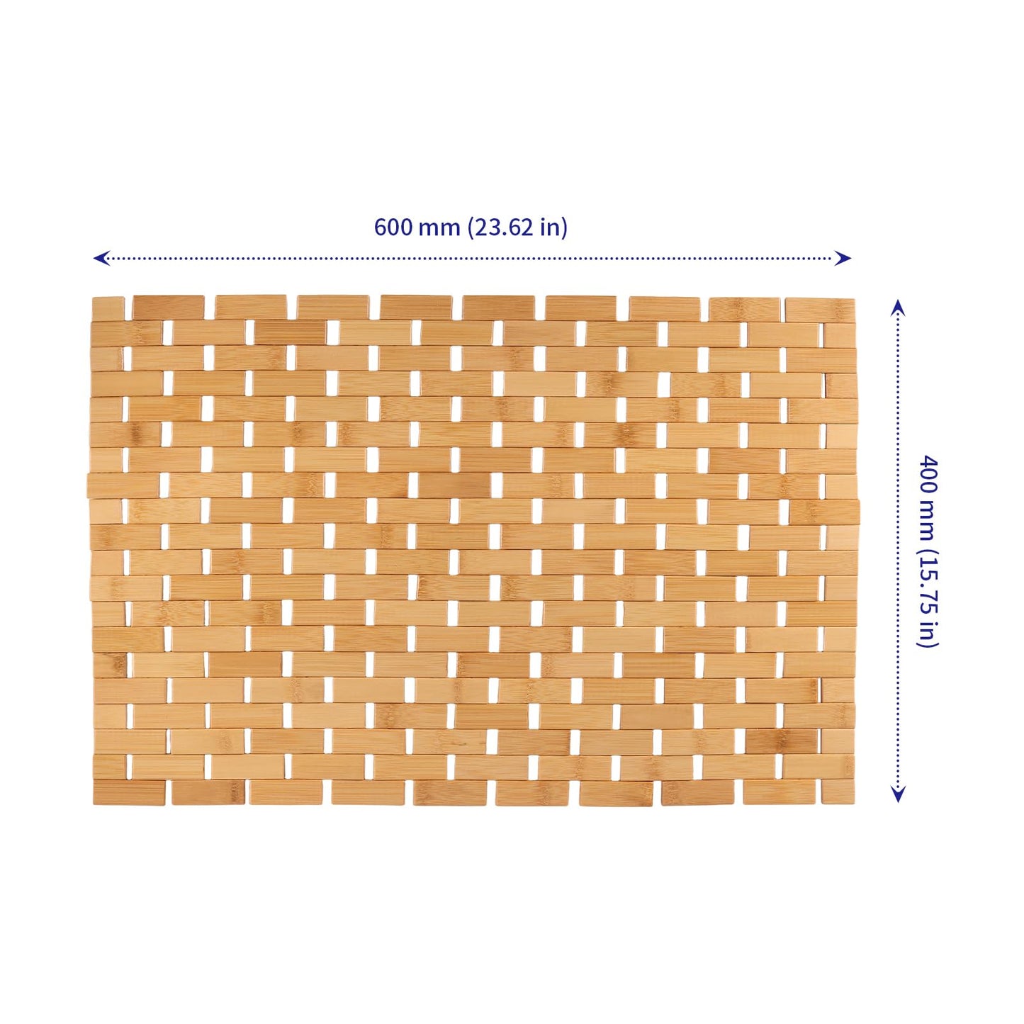 SOUJAP 2 PCS Bamboo Bath Mat, 23.6 x 15.7 Inch, Wooden Shower Floor Mat for Kitchen, Bedroom, Bathtub