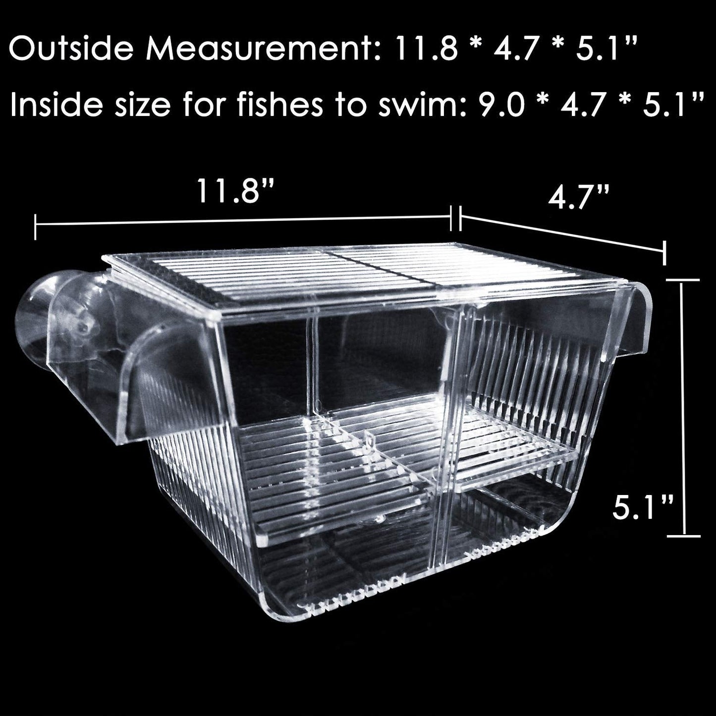 capetsma Fish Breeder Box Fish Hatchery Floating Fish Breeding Box with Removable Grating Perfect Fish Tank Divider for Agreesive Injured Pregnant Fishes,Blue,L