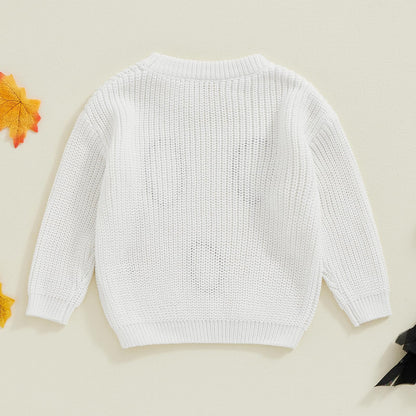 Afunbaby Baby Girl Boy Knit Sweater Blouse Pullover Sweatshirt Warm Crewneck Long Sleeve Tops for Infant Toddler (White Halloween Ghost, 12-18 Months)