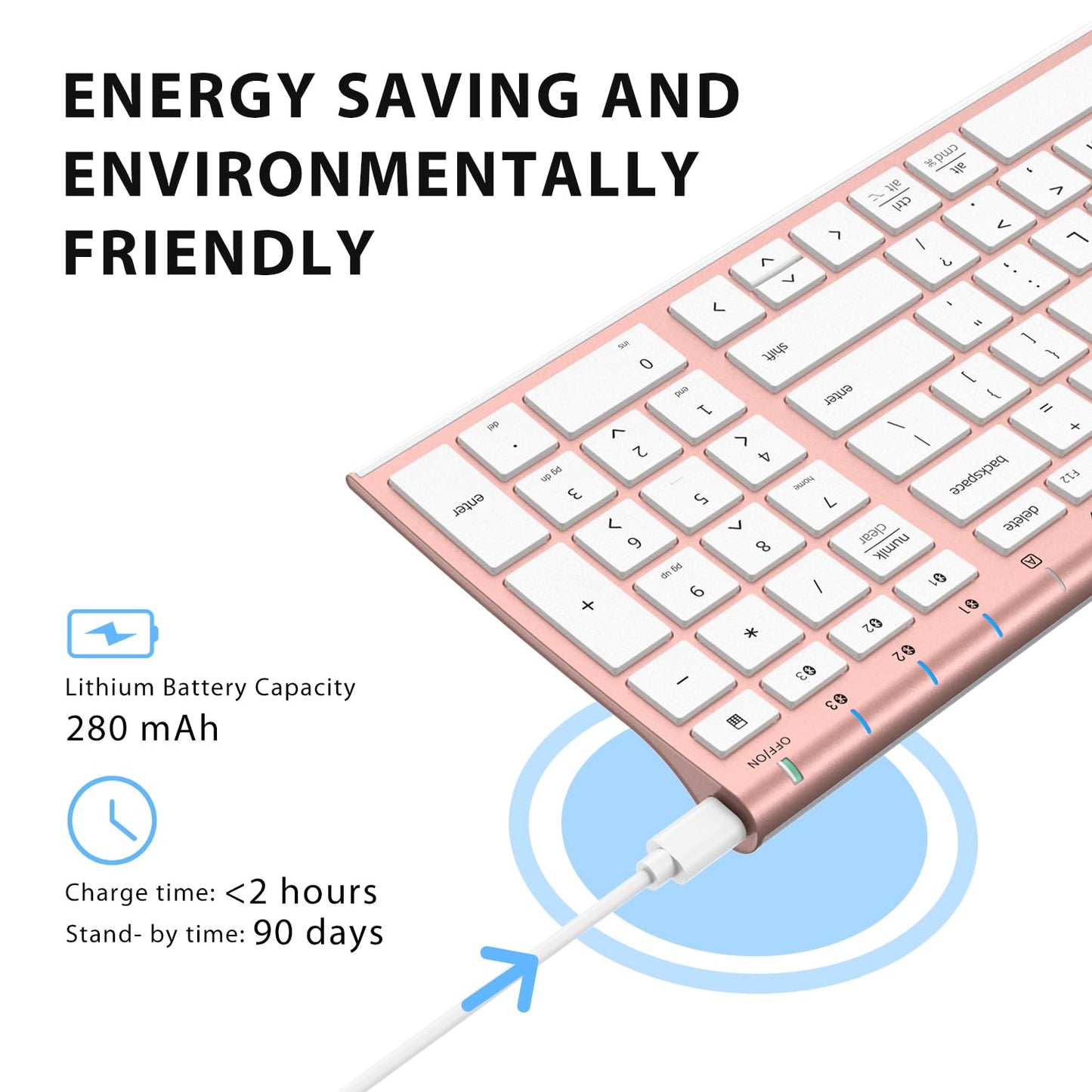 iClever BK10 Bluetooth Keyboard, Universal Bluetooth 5.1 Wireless Keyboard with Number Pad, Ergonomic Design, Multi-Device Compatibility, Stable Connection for Mac, iPad, iPhone, Android, Windows