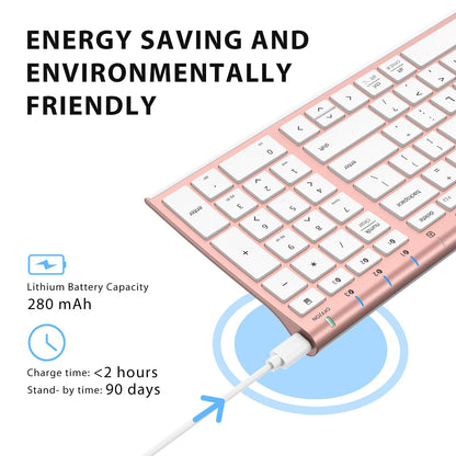 iClever BK10 Bluetooth Keyboard, Universal Bluetooth 5.1 Wireless Keyboard with Number Pad, Ergonomic Design, Multi-Device Compatibility, Stable Connection for Mac, iPad, iPhone, Android, Windows