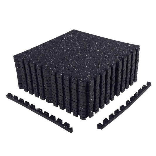 FAHKNS Gym Mat, 0.79'' Extra-Thick Exercise Equipment Mats, 12 Pcs 48 Sq Ft Rubber Top Floor Tiles, Non-Slip, EVA Foam Exercise Mat Tiles - Durable, Interlocking Mat, Gym Flooring for Home Gym(Black)