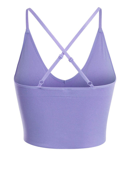 Design by Olivia Women's Seamless Padded Workout Sports Bra Cami Cropped Yoga Tank Top with Adjustable Straps Lavender LX