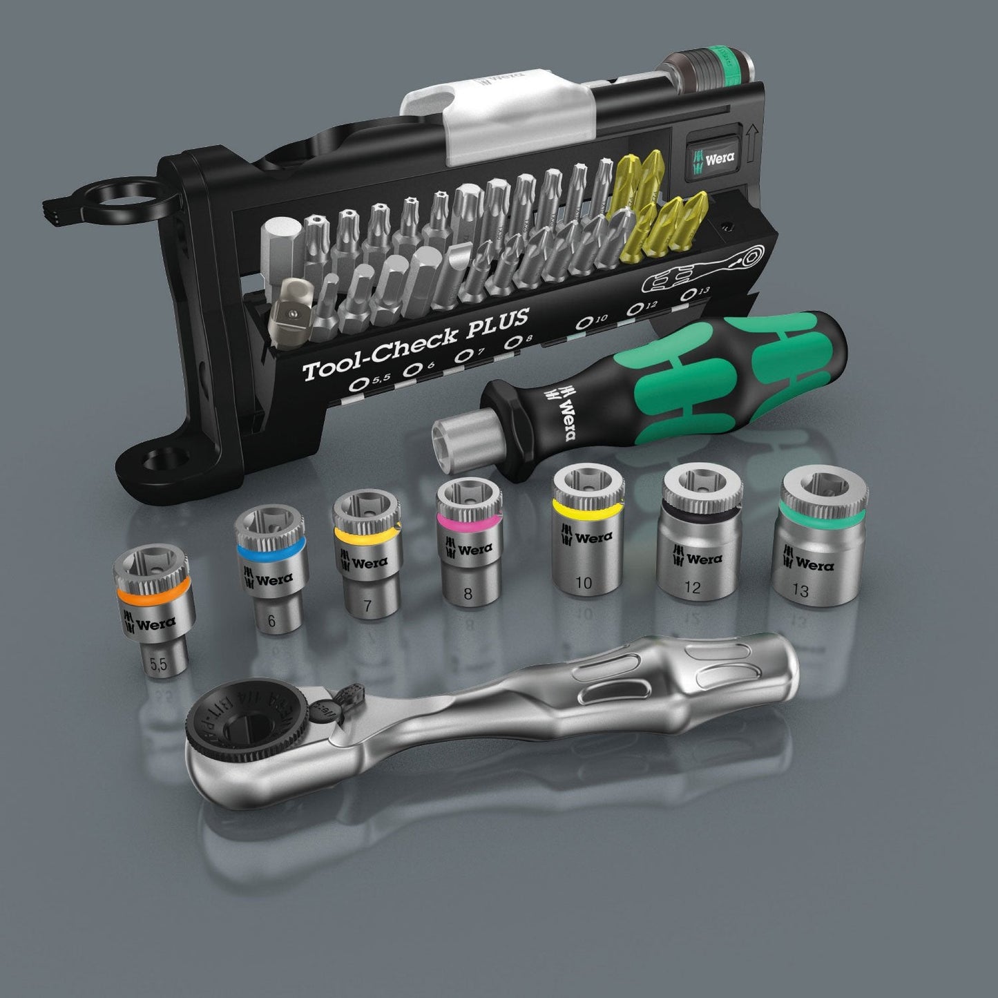 Wera Tool-Check Plus Mini Bit Ratchet, Socket, Screwdriver & Bit Set, 39pc, 05056490001 & Compact Tool Set "Kraftform 20" with Pouch, SL/PH/PZ, 7 Pieces