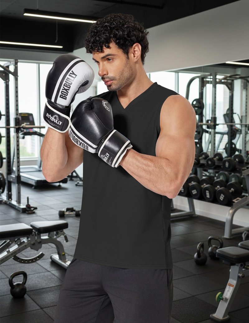 COOFANDY Men Workout Tank Tops V Neck Sleeveless Shirts Quick Dry Gym Muscle Tshirt Athletic Cut Off Shirt Black Large