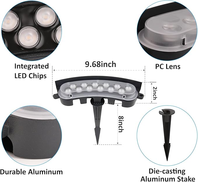 Low Voltage Flood Lights, 9W Bright LED Uplighting Outdoor, Wired Spot Lights Outdoor, 12V Low Voltage Floodlights for Tree Wall House, Aluminum, 2000K, Unique Design, Black (6PACK 2000K)