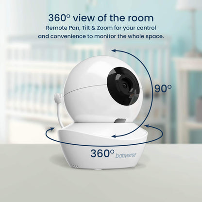 Babysense 5" HD Split-Screen Baby Monitor, Video Baby Monitor with Camera and Audio, Two HD Cameras 720p, Night Light, 300m Range, Two-Way Audio, 4x Zoom, Night Light, 4000mAh Battery