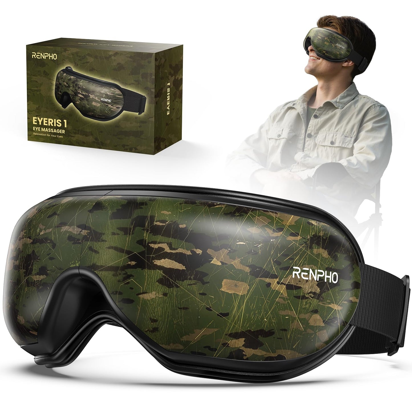 RENPHO Eye Massager with Heat, Valentines Day Gifts for Her Him Birthday Gifts for Women Mom, FSA Eligible HSA Eye Mask for Migraine,Sleep Mask for Dry Eyes Relax, Handheld Massager Eyeris 1