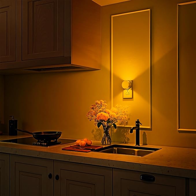 Night Light [2 Pack], Night Lights Plug Into Wall, 3 Adjustable Brightness Levels, Dusk to Dawn Sensor, Soft Amber Glow, Ideal Night Light for Kids, Bedroom, Bathroom, Hallway, Nursery