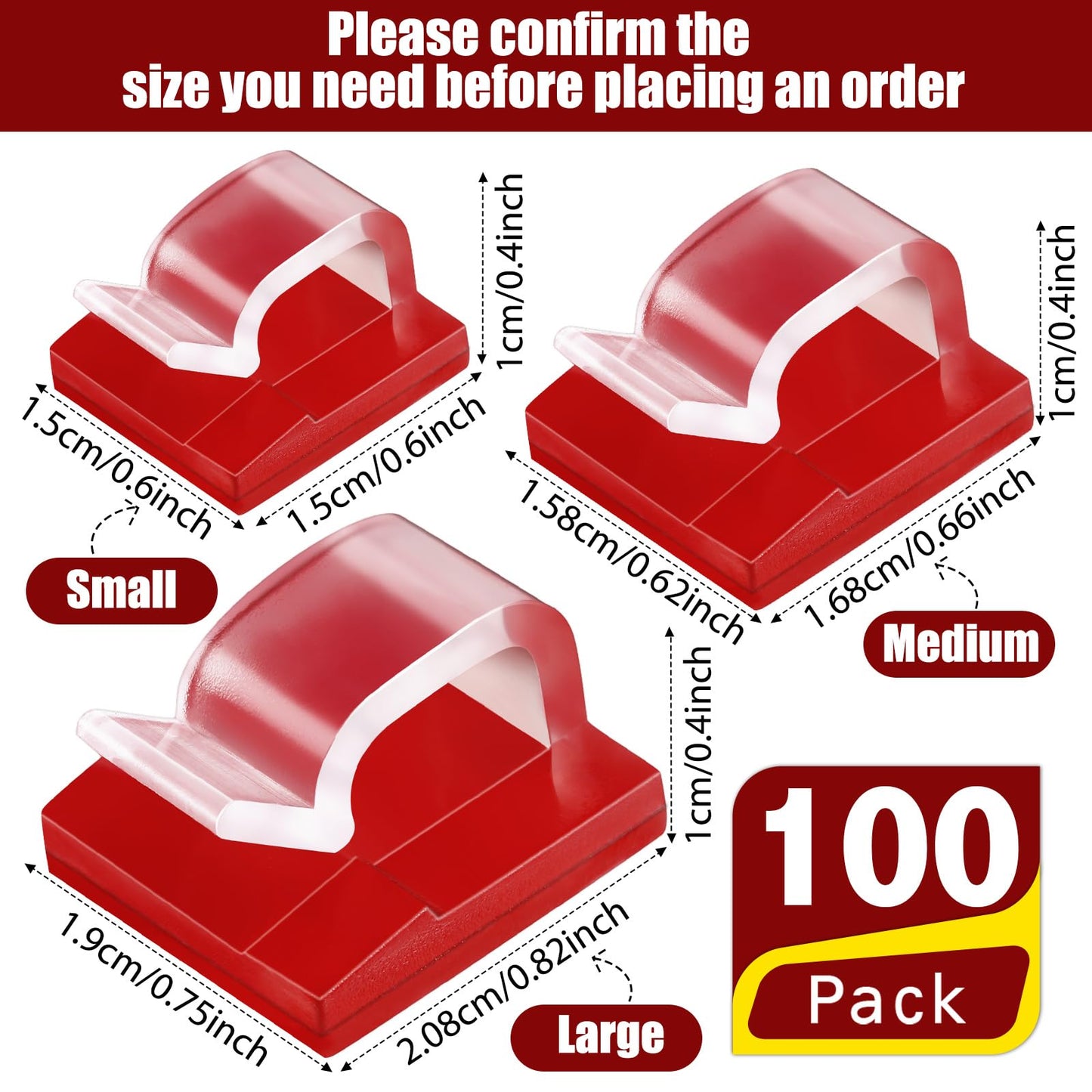 Blulu 100 Pcs Adhesive Cable Clips Bulk Wire Holder for Cord Organizer Clips Cable Management Outdoor Light Hooks for Christmas Wall String Lights Fairy Lights