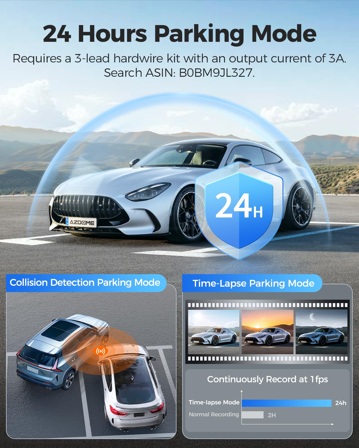 AZDOME PG17 12" 4K Mirror Dash Cam Front and Rear, Wi-Fi 6 Rear View Mirror Camera with 64GB Card, Voice Control Dash Camera for Car, Rearview Mirror Camera with GPS Night Vision Parking Assistance