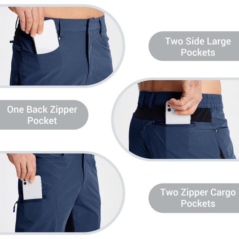 CRYSULLY Men's Summer Outdoor Shorts 9" Quick Dry Cargo Casual Work Hiking Dress Shorts Royal Blue M