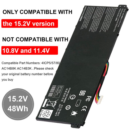 AC14B8K Laptop Battery for Acer Aspire R3-131T R5-471T R5-571T R5-571TG E3-111 E3-112 ES1-511 ES1-512 ES1-531 ES1-520 ES1-111M R7-371T R7-372T V3-111 fits KT.0040G.004, KT0030G.004, 3ICP5/57/80