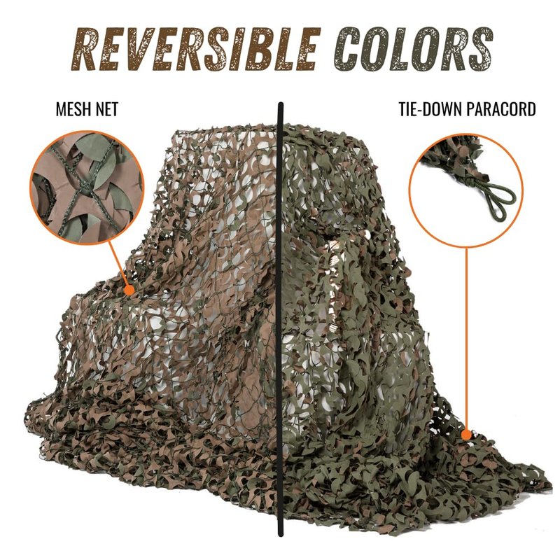 CamoSystems Premium Series Camouflage Military Spec Net with Mesh Netting Attached, Large, 9'10" x 19'8", Original Camo - Green/Brown