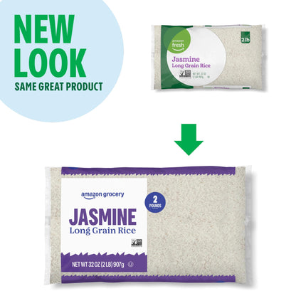 Amazon Grocery, Jasmine Long Grain Rice, 2 Lb (Previously Amazon Fresh, Packaging May Vary)