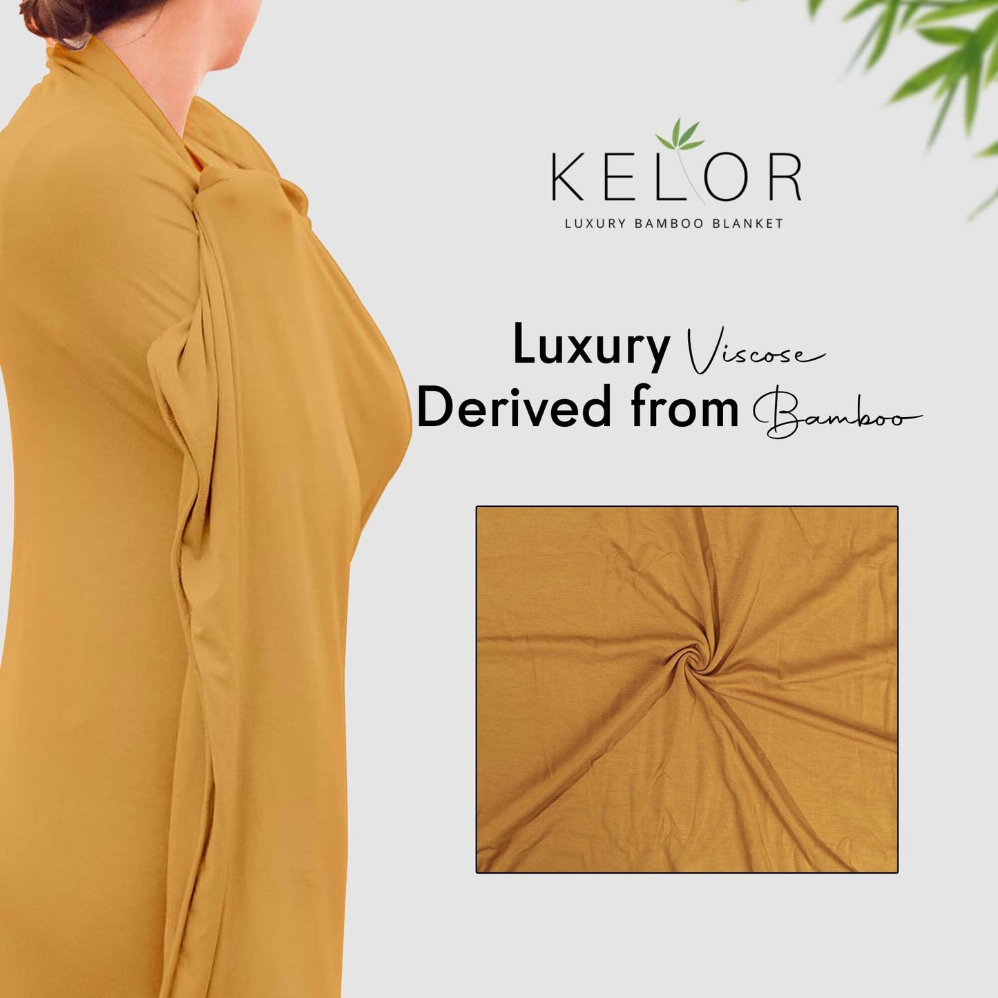 K E L O R Luxury Cooling Travel Blanket - Stretchy, Lightweight Soft & Breathable Shawl Wraps for Women | Easy-Care, Perfect for Travel, Airplane Blanket or Women Shawl(Golden, Single-Sided)