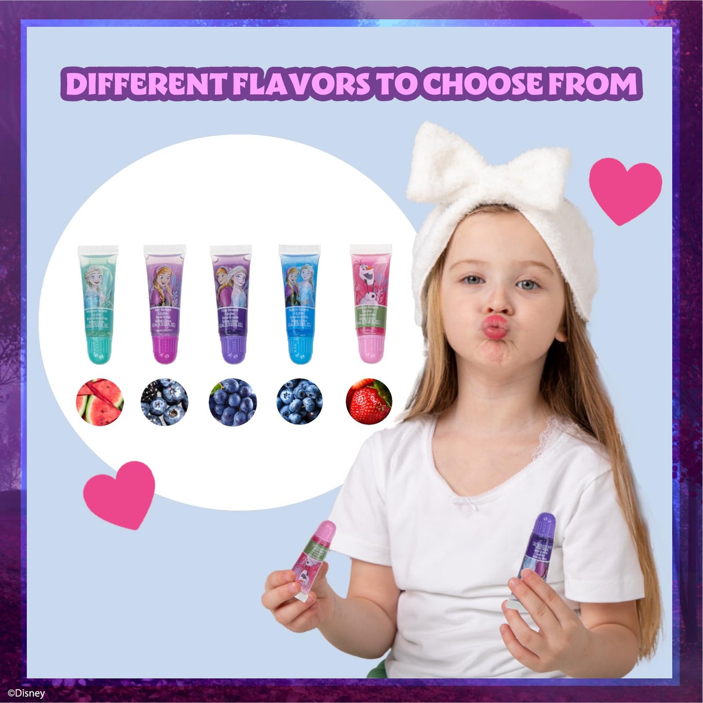 Disney Frozen 2 - Townley Girl Super Sparkly Cosmetic Makeup Set for Girls with Lip Gloss Nail Polish Nail Stickers - 11 Pcs|Perfect for Parties Sleepovers Makeovers| Birthday Gift for Girls 3 Yrs+