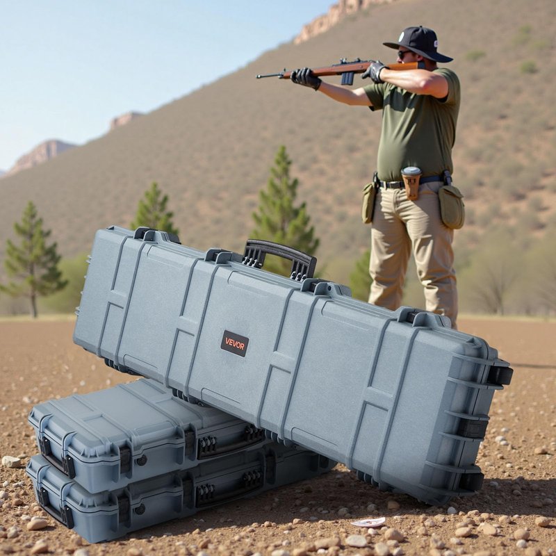 VEVOR Rifle Case, Rifle Hard Case with 4 Layers Fully-protective Foams, 50 inch Lockable Gun Storage with Wheels, IP67 Waterproof & Dustproof, for Rifle, Shotgun, Airsoft Gun, Grey