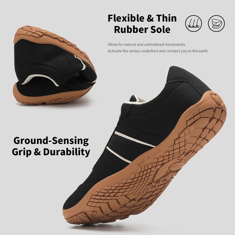 Grand Attack Barefoot Shoes Women,Wide Toe Box Minimalist Zero Drop Walking Shoes Lightweight Cross Training Trail Running Wrestling Weightlifting Fitness Barefoot Gym Sneakers Blackk Size 9