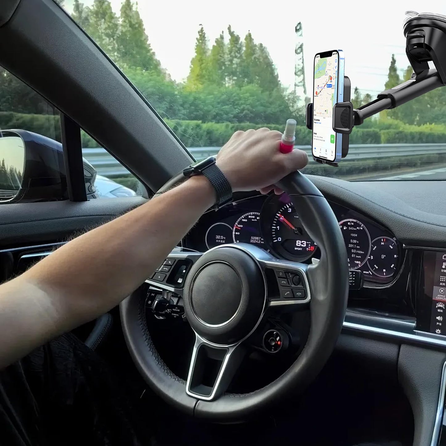 Car Phone Holder, Cell Phone Holder Truck Mount for Dashboard Windshield Vents, All Smartphones and All Models