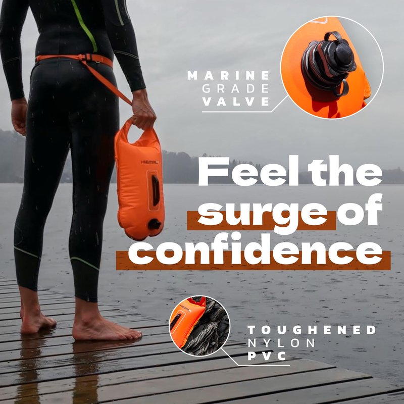 Swim Buoy for Open Water with Dry Bag 15L - Fully Waterproof Swim Bubble - Be Safe with Higher Visibility, Toughened Nylon and Rest Handle Swimming Buoy - Open Water Buoy for all Season Swimmers