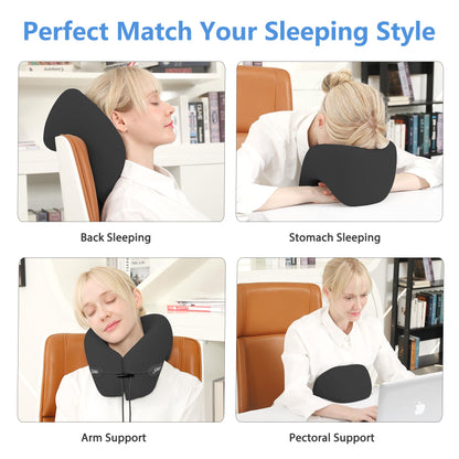 jiaao Neck Pillow Airplane, 2025 Upgraded Memory Foam Travel Pillow for International Flights, Adjustable Clasp, Storage Bag, Advanced Neck Support for Road Trips, Home, Office, and Gaming