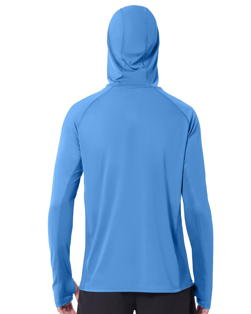 isnowood Men's UPF 50+ Fishing Sun Hoodie, UV Protection Long Sleeve Hooded Shirt with Mask for Hiking outdoor
