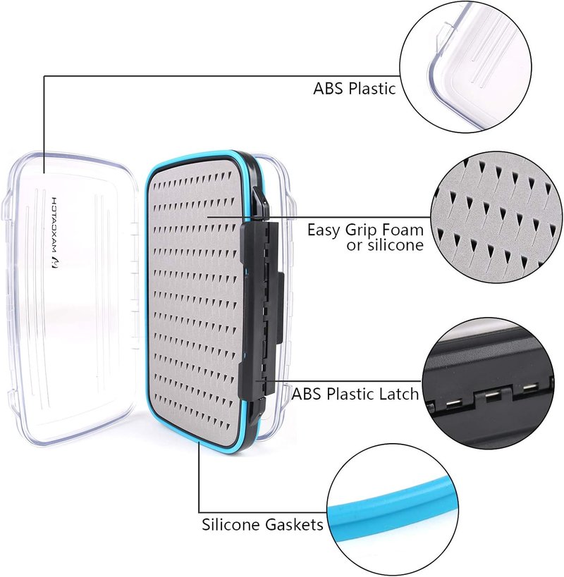 Maxcatch Waterproof Double-Sided Fly Box - Lightweight Durable Design with Clear Lid & Easy Grip Foam for Flies Storage