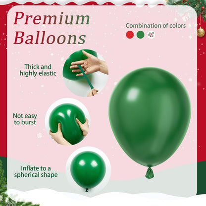 61pcs Red and Green Balloons, 12inch Green and Red Latex Confetti Balloons for Christmas Birthday Party Decorations
