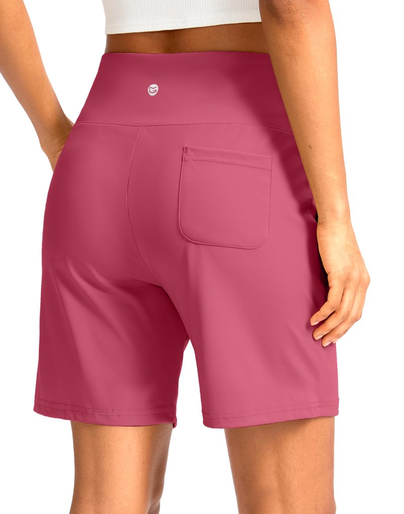 G Gradual Women's Bermuda Long Shorts with Pockets 7" High Waisted Knee Length Shorts for Women Walking Athletic Workout(Briar Rose-L7,XXL)